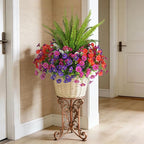 Artificial Flowers for Outdoors Faux Plants Outside Indoor,UV Resistant Silk Fake Petunia Tall Ferns for Home Patio Garden Back Yard Front Poch Decor Spring Summer(13 Bunchs,4 Multi Colors)