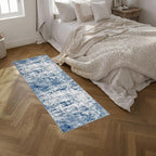 2'x6' Runner Rug Washable Rug: Modern Abstract Soft Thin Runner Rug Blue