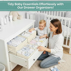 RFAQK 10 Pack Dresser Drawer Organizer Clothes-Baby Clothes Organizer for Nursery, Foldable Closet Fabric Drawer Dividers for Bedroom Organization, Storage Bins, Underwear, Socks, Bras, Belt-Begie