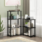 Furinno TURN-S-TUBE Storage Shelves, 3-Tier Book Shelf, Corner Shelf, Toolless Open Shelves, for Organization and Storage, Living Room, Garage, Home Office, Americano