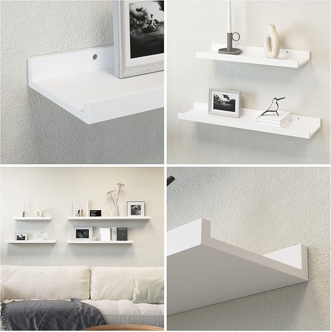 Boswillon 70.9 Inches Long Floating Shelves, 2 Set White Wall Shelf for Bedroom, Nursery Book Shelf with Lip, Picture Ledge Shelf for Wall Decor Living Room Bathroom Kitchen