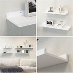 Boswillon 55.1 Inches Long Floating Shelves, 2 Set Rustic Wall Shelf for Bedroom, Nursery Book Shelf with Lip, Picture Ledge Shelf for Living Room, Bathroom, Kitchen - White