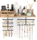 VINAEMO Jewelry Organizer Hanging Wall Mounted Jewelry Holder with Rustic Wood Drawer & Large Capacity Storage Shelf Rack Display for Earrings Rings Necklaces Bracelet