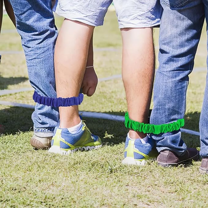 Augshy 3 Legged Race Bands, Assorted Colors Elastic Tie Rope Resistance Bands for Relay Race Game Carnival Field Day Backyard Game Party Supplies