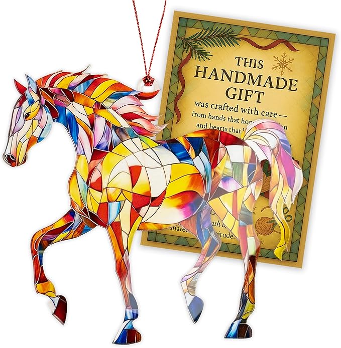 Christmas Ornaments 2026, Horse Ornament with Colorful Design, Horse Ornament for Christmas Tree, for Animal Lovers, Gifts for Horse Lovers, Artistic Tree Ornaments for Festive Decoration