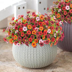 Artificial Flowers for Outdoors Potted Spring Decor, 12 Bundles Fake Summer Daisy with Realistic Eucalyptus Leaves, Faux Plants for Greenery Boxwood Porch Patio Garden Pot Lawn