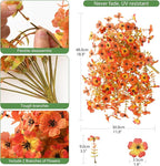INQCMY Artificial Fall Flowers for Outdoors Realistic Faux Autumn Hanging Plants 2Pcs Fake Mums Fake Flowers for Porch Patio Outdoor Decor Home Decor UV Resistant (Orange Sunset Red)