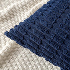 MIULEE Pack of 2 Corduroy Decorative Euro Sham Throw Pillow Covers 22x22 Inch Soft Boho Striped Pillow Covers Modern Farmhouse Home Decor for Summer Coastal Sofa Living Room Couch Bed Dark Blue