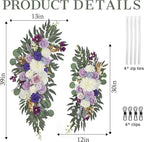 Ting's time Wedding Arch Flowers Pack of 2 Artificial Silk Large Flower Swag Purple Welcome Sign Floral Swag Reception Backdrop Floral Decor for Wedding Party Ceremony (Lilac & White)