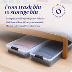 HOMZ 2-Pack Under Bed Storage, Clear Plastic Containers with Lids, 60 Quart, Gray Latch - Stackable Underbed Organizer Bins for Shoes, Bags, Clothes, and Towels