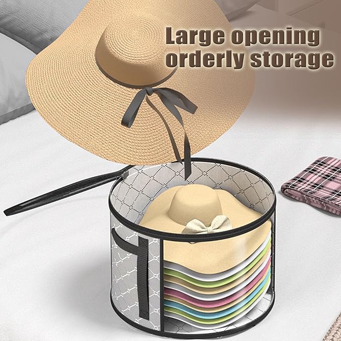STARGAZ Hat Boxes For Women Storage - This Oversized Clear Hat Storage Bag can hold 9 hats,suitable for cowboy hats,suitable for travel and daily hat organizer for closet.(Pure Gray 1 Pack)