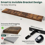 Floating Shelves for Wall 72 in x 9.3 in Deep, Wall Mounted Rustic Wood Shelf with Invisible Brackets for Storage & Display, Living Room Bedroom Bathroom, Brown, 1 Pack