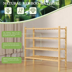 4 Tier (Thick) Bamboo Shoe Rack for Closet Free Standing Wood Shoe Shelf for Entryway Small Space Stackable 27"x12"x28" (Natural)