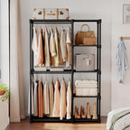OLIXIS Portable Wardrobe Closet with Hanging Rods, 49 Inch Portable Clothing Rack with Shelves, Heavy Duty Clothes Rack, Freestanding Closet Organizer, 49" L x 15.7" W x 71.65" H