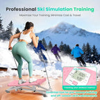 Balance Board with Pushup Handles, 300LBS Ski Balancing Machine Exercise Equipment with Resistance Bands LCD Monitor for Cardio, Home Ski Simulator Trainer for Full Body Workout, Pink