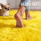 OLANLY 5x8 Machine Washable Large Area Rugs for Living Room, Bedroom, Soft Fluffy Shaggy Bedside Rug, Indoor Floor Carpet for Kids Girls and Boys, Dorms, Nursery, Home Decor Aesthetic, Yellow