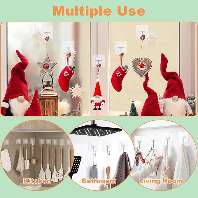 Wreath Hangers for Front Door,Large Adhesive Wall-Hooks-for-Hanging-Heavy-Duty,10 Pack Christmas Halloween Decorations Fall Wreath-Door-Hanger,Over The Door Hooks Organizer,Welcome Sign for Front Door