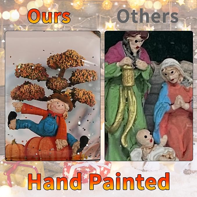 Thanksgiving Decorations Snow Globes, Light Up Snow Globe Lantern with Scarecrow Pumpkin, 6H Timer, USB & Battery Operated Fall Decorations for Autumn Thanksgiving Harvest…