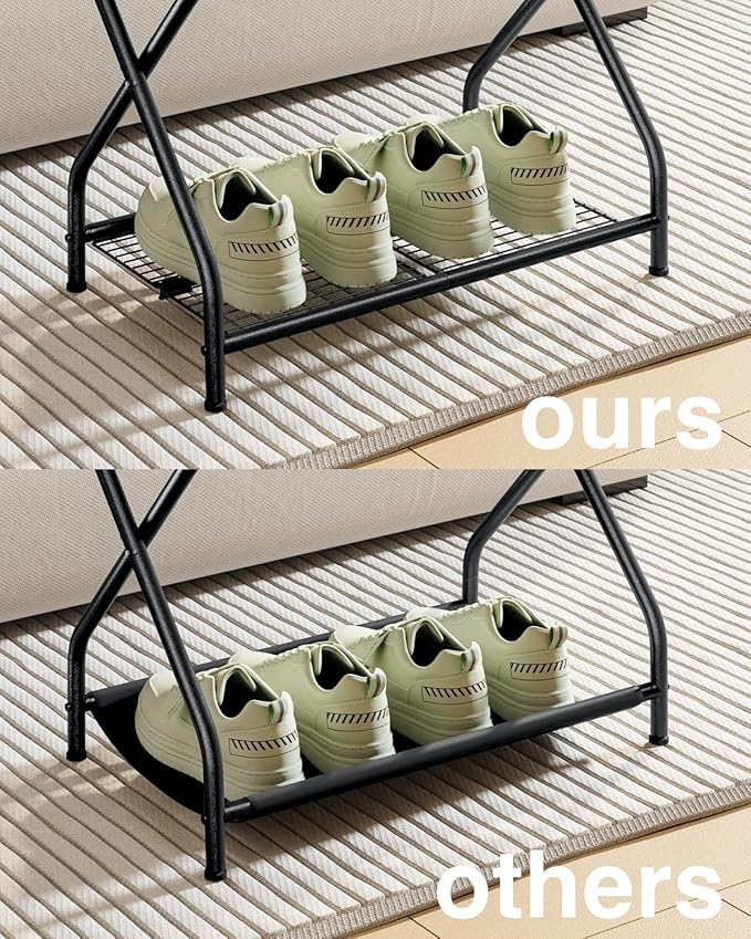 Luggage Rack with Storage Shelf, Foldable Suitcase Stand, Heavy Duty Metal Luggage Holder, 150 lbs Top Capacity, 50 lbs Bottom Shelf, for Guest Room, Bedroom, Hotel LR-BK-1