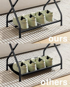 Set of 2 Luggage Rack with Storage Shelf, Foldable Suitcase Stand, Heavy Duty Metal Luggage Holder for Guest Room, Bedroom, Hotel, 150 lbs Top Capacity, 50 lbs Bottom Shelf LR-BK-2