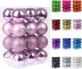 Emopeak 24Pcs Christmas Balls Ornaments for Xmas Christmas Tree - 4 Style Shatterproof Christmas Tree Decorations Hanging Ball for Holiday Wedding Party Decoration (Pink, 1.6"/4.2CM)