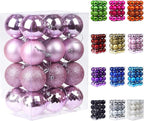 Emopeak 24Pcs Christmas Balls Ornaments for Xmas Christmas Tree - 4 Style Shatterproof Christmas Tree Decorations Hanging Ball for Holiday Wedding Party Decoration (Pink, 2.4"/6.2CM)