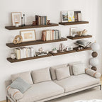 RICHFOCUS 72Inch Floating Shelves for Wall 2 Pack Shelves for Bedroom|Kitchen|Bathroom Wall Mounted Rustic Wood Floating Shelf with Invisible Brackets for Books|Storage|Decor, Walnut