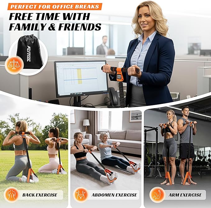 Multifunction Pedal Resistance Band with Handle, Upgraded Exercise Equipment with Soft Foot Pedal for Sit Up & Full-Body Home Gym Workouts, Core/ABS Training, Pilates, Yoga & Physical Therapy