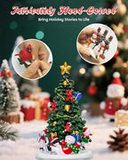 Christmas Tree Snow Globe Light up Lantern with 8 Songs, 10.8" White Rotating Electric Christmas Snow Globes for Kids Adults, 6H Timer & Dual Power, Snowglobes Christmas Decorations Indoor Gifts