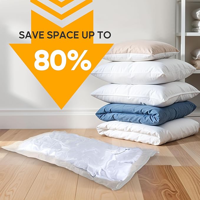 10 Jumbo Vacuum Seal Bags with Hand Pump, Vacuum Storage Bags, Space Saver Bags for Clothing, Comforters, Blankets, Bedding, Pillows