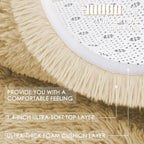 OLANLY Cream Round Rugs for Bedroom - Machine Washable, 7 ft Circle Area Rugs for Living Room, Soft and Fluffy Shaggy Carpet for Teen Girl and Boys, Nursery Rooms, Dorms, Home Decor Aesthetic