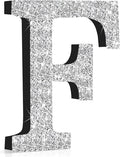 Qunclay 8'' Silver Crystal Diamond Bling Letters Crushed Diamond Decoration Wooden Glitter Letter with Screw and Hooks Rhinestone Gift for Wedding Y2k Mcbling Bedroom Wall Decor (Letter F)