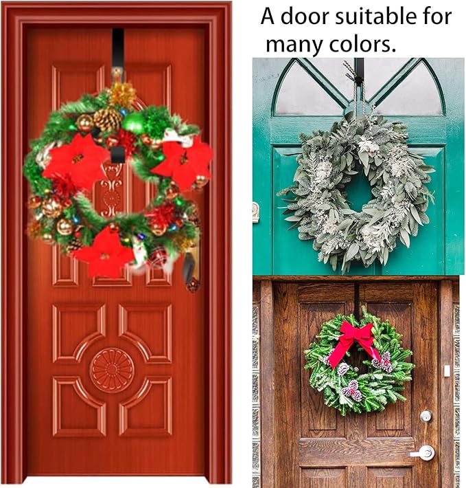 Christmas Wreath Hanger, 30 cm Metal Wreath Hanger for Front Door, Wall or Decorations (Black)