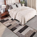 FlyDOIT Modern Geometric Patchwork Area Rug, 2x6 Chocolate Runner Rugs for Living Room, Rockwood Collection Indoor Rugs for Bedroom, Throw Carpet Floor Decor for Entryway Dining Room Office Nursery
