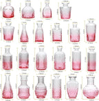 Brajttt Bud Vase Set of 25, Pink Glass Vases for Mini Flowers, Cute Vintage Set for Wedding, Home, Centerpieces
