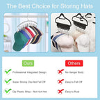 Hat Hangers for Closet, Metal 2 Pack Hat Organizer Holder for Hanger Closet Display, Hat Racks for Baseball Caps w/10 Clips, Hat Holder for Ball Caps & Accessories, for Men Women, Grey