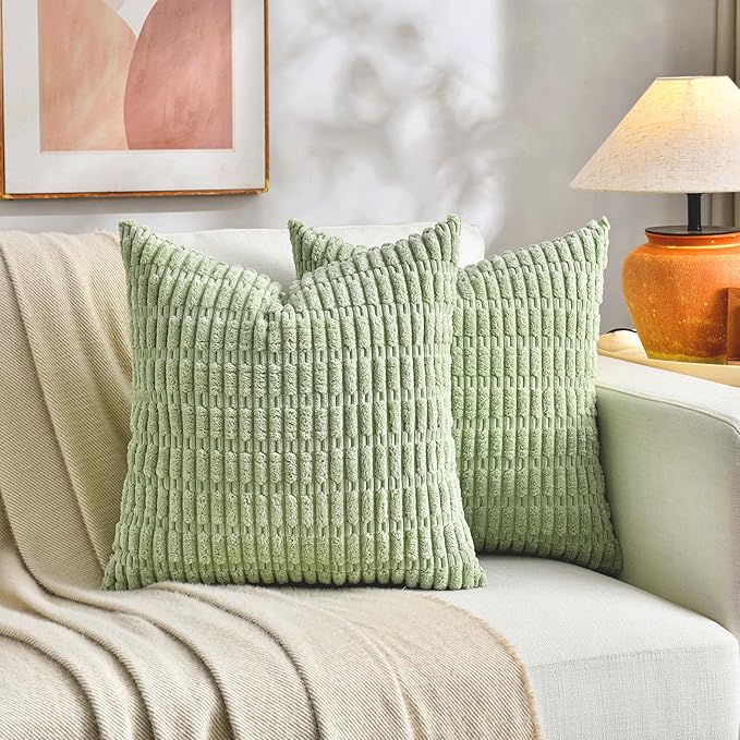 Fancy Homi 4 Packs Decorative Throw Pillow Covers for Living Room Couch Bed, Modern Farmhouse Boho Home Décor Accent Cushion Case, 18" x 18", Yellow Green Series