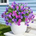 Artificial Flowers for Spring Outdoors Decoration, Fake Silk Marigold Flower with Look Real Eucalyptus Leaves UV Resistant Faux Plants for Garden Porch Planter Patio Balcony Yard Home Decor
