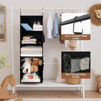 StorageWorks 5-Shelf Hanging Closet Organizers, Foldable Closet Storage Organizer with 2 Side Pockets, Portable Hanging Shelves for Clothes, Sweater, Towels, 12 1⁄2" D x 15" W x 48" H, Black