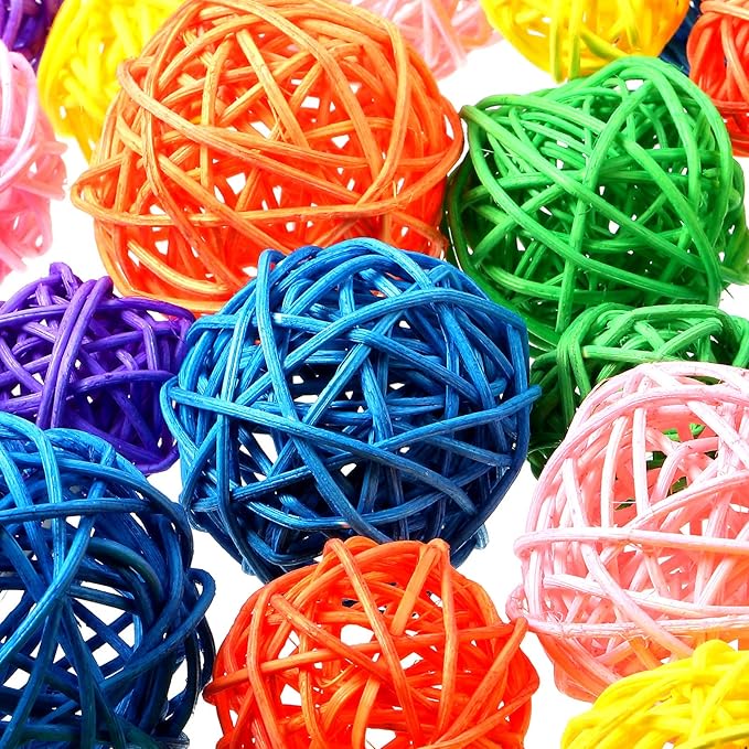 Patelai 36 Pcs Wicker Rattan Balls Decorative Balls for Vase Centerpiece Bowls Orbs Filler for Home Decor,4 Sizes(Multicolored,2.4'',2'',1.6'',1.2'')