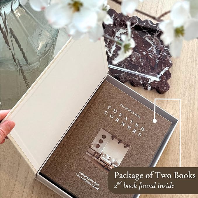 Decorative Books for Home Decor - 2 Linen Fake Books for Decorating Bookshelf, Coffee Table, Shelves - Faux Book Box for Hidden Storage and Decoration - Modern Neutral Design Fits Any Home Aesthetic