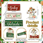 Lineshading 4 Pcs Summer Christmas in July Table Decoration Wooden July Summer Table Centerpiece Christmas Party Supplies Snowman Flamingo Palm Tree Beach Party Decorations Holiday Xmas Supplies