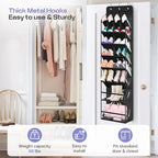 MISSLO Clear Over the Door Shoe Organizer Large Deep Pockets Hanging Shoe Rack for Closet Fit 20 Pairs Shoe Holder for Sneakers Boots Storage, Black