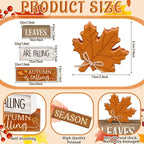 Lineshading 4 Pcs Fall Decoration for Home Wooden Maple Leaf Thanksgiving Table Centerpiece Rustic Thanksgiving Tiered Tray Decor Decorative Autumn Leaves Block Sign Farmhouse Autumn Decor for Kitchen