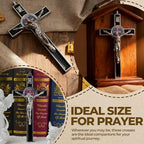 XIPENGKEJI Black Metal Enamel Crucifix,Cross for Christian Wall Art,Black Jesus Wall Art-Perfect Decoration,Home Decoration for Spiritual Salvation,Christian Gifts-7.87Inch X 3.85Inch