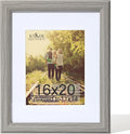 KTKDE 16x20 Picture Frame Real Glass,Poster frame Display Pictures 11x14 with Mat or 16x20 Without Mat, Modern Style Wood Composite Frame,Gallery Wall Frame Wooden Grey，best gift