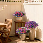 Artificial Flowers for Outdoor Faux Flower Spring Decoration, 12 Bundles Fake Plants Silk Daisy Bulk UV Resistant Realistic for Outside Porch Patio Balcony Planter Yard Garden Home Decor(Purple)