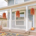 INQCMY Artificial Fall Fake Flowers for Outdoor Fake Hanging Decoration,2PCS Faux Mums Silk Flower with Autumn Leaves UV Resistant No Fade for Home Planter Porch Patio Yard Balcony Garden(Orange Red)