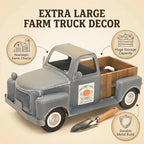 25x9.4x13in Vintage Antique Blue Farm Truck Decor, Rustic Metal Pickup Truck, Farmhouse Tabletop Decorative Planter & Storage for Home Indoor Outdoor