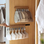 MORNITE Pull Out Hat Rack for Closet, Sliding Hooks Hanger Rack with Clips for Bras Caps Underwear Socks Scarves Gloves Handkerchiefs, Dual Side 8 Clips Rail, 2 Pcs